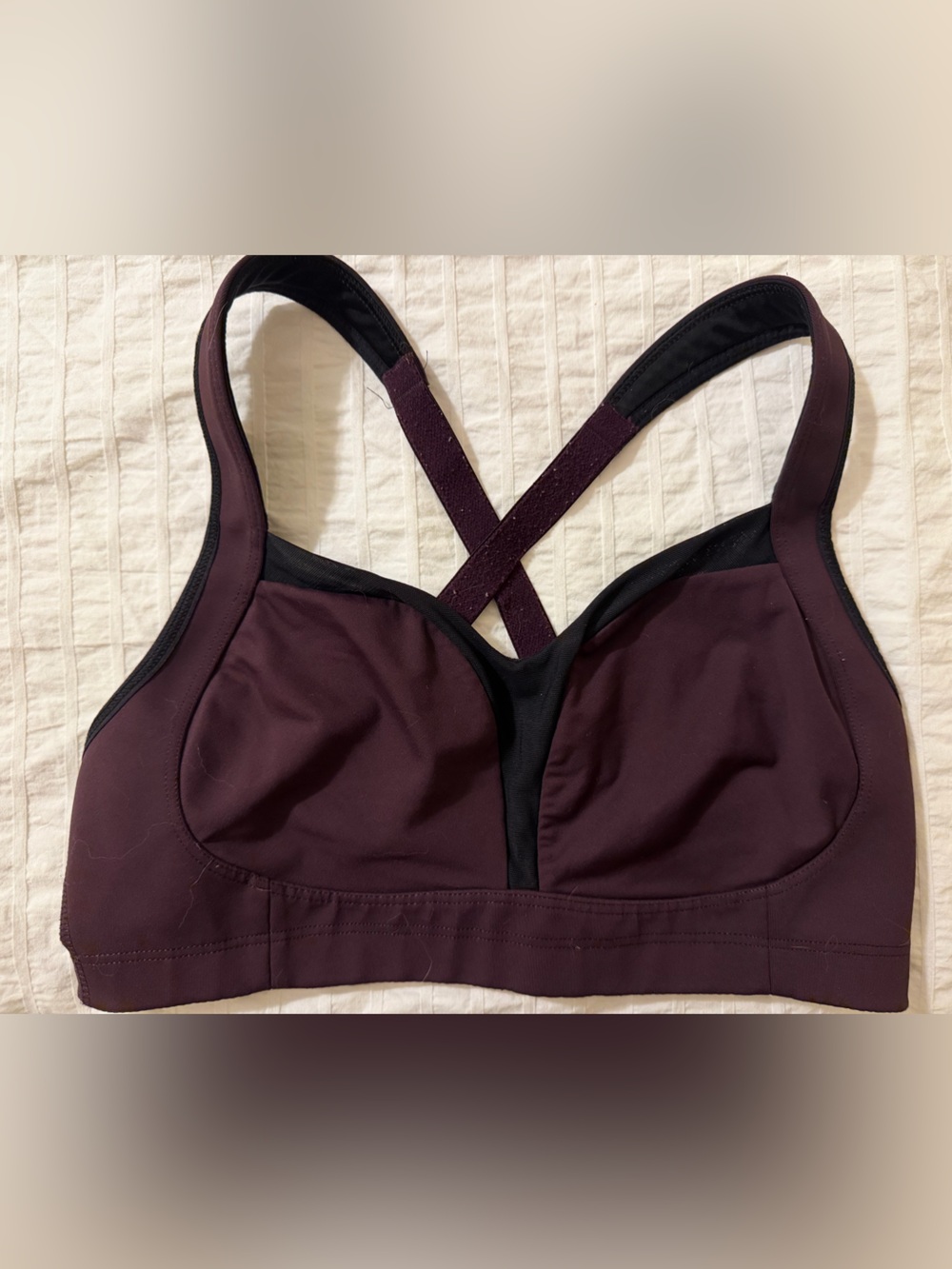 lululemon athletica 34D Ta Ta tamer sports bra - Black and Deep Plum